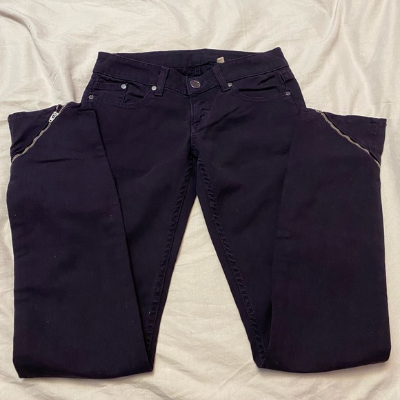 BEBE Dark Purple Low Rise Skinny Jeans - Picture 2 of 5